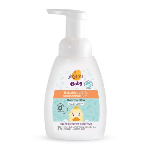 JimJams Babafürdető Babafürdetővés samponhab szenzitív 3 in 1, koszmó ellen (250 ml/db)