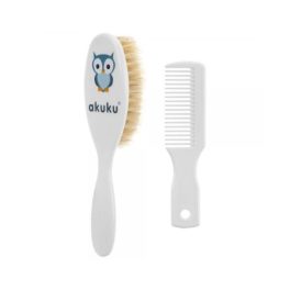   Akuku Fésű-kefe Szett, természetes sörtéjű kefével (2 db/cs)