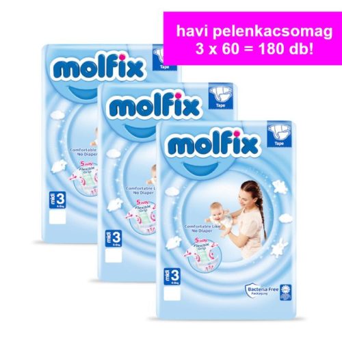 Molfix Havi pelenkacsomag Jumbo (3-as) 4 - 9 kg (180 db/cs)