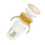 Akuku Tanulópohár szilikon itatócsőrrel, 360°-os, jegesmaci, sárga füllel