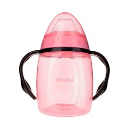   Akuku Tanulópohár szilikon itatócsőrrel+pótcsőrrel, rózsa-fekete (280 ml/db)