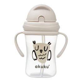 Akuku Tanulópohár Szívószálas, bagoly minta (300 ml/db)