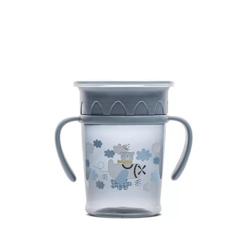 Lorelli My Friend Tanulópohár Szilikon 360°-os itatócsőrrel, Kék maci 12+ hó (275 ml/db)