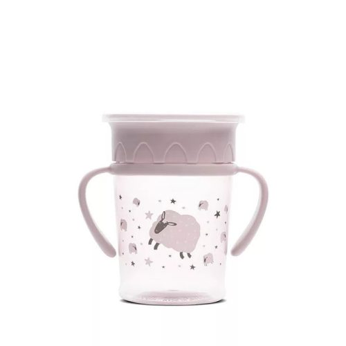 Lorelli My Friend Tanulópohár Szilikon 360°-os itatócsőrrel, Rózsaszín bárány 12+ hó (275 ml/db)