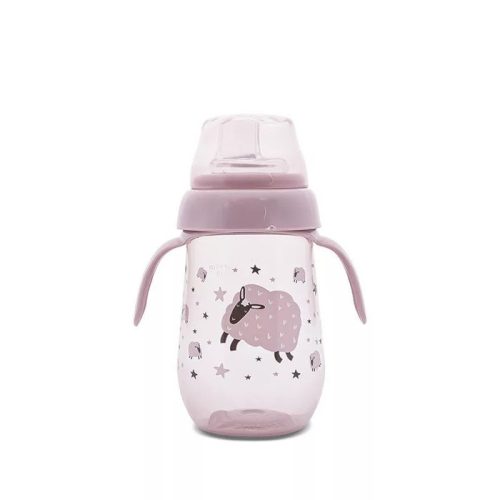 Lorelli My Friend Tanulópohár Aszimmetrikus szilikon csőrrel, Rózsaszín bárány 6+ hó (250 ml/db)