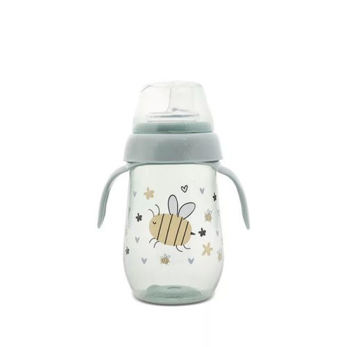 Lorelli My Friend Tanulópohár Aszimmetrikus szilikon csőrrel, Zöld méhecske 6+ hó (250 ml/db)