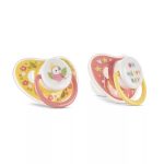 Lorelli Játszócumi Kupakos, 2db-os, rózsaszín/sárga szilikon cseresznye (méret: 2) 6+ hó (2 db/cs)