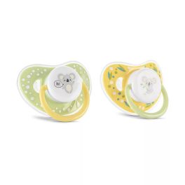   Lorelli Játszócumi Kupakos, 2db-os, zöld/sárga szilikon cseresznye (méret: 2) 6+ hó (2 db/cs)