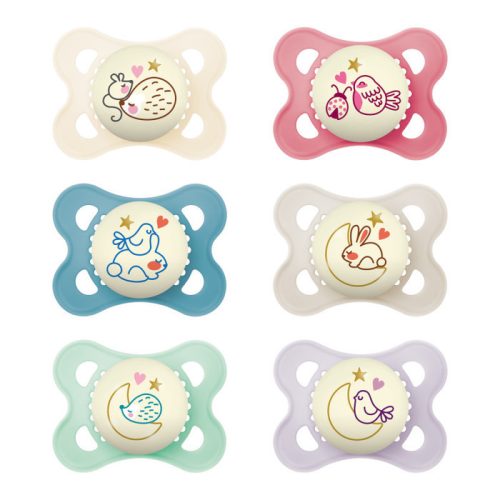 Mam Játszócumi Original night, Világítós, megújult! szilikon lapított (méret: 1) 2 - 6 hó 