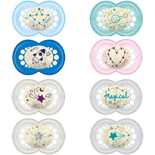 Mam Játszócumi Night, Világítós, dupla szilikon lapított (méret: 2) 6+ hó (2 db/cs) - UTOLSÓ DARABOK!