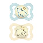 Mam Játszócumi Supreme Night, Világítós, dupla, megújult! szilikon lapított (méret: 1) 0+ hó (2 db/cs)