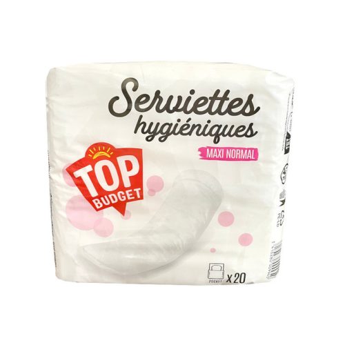 Top Budget Egészségügyi betét Maxi normal, egyesével csomagolt, Csomagolás sérült! (méret: normál) (20 db/cs)