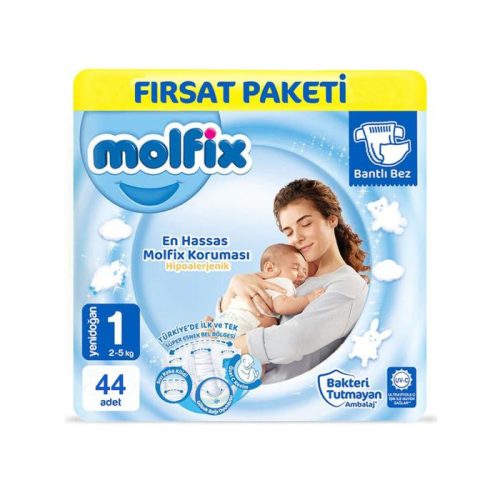 Molfix pelenka Newborn, megújult csomag (1-es) 2 - 5 kg (44 db/cs)