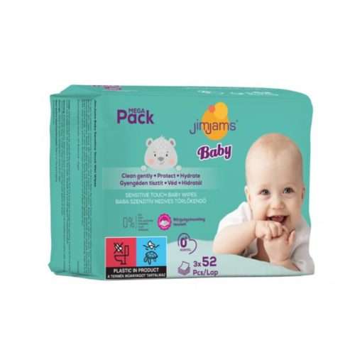 JimJams Popsitörlő Megapack kupakos illatmentes sensitive (156 db/cs)