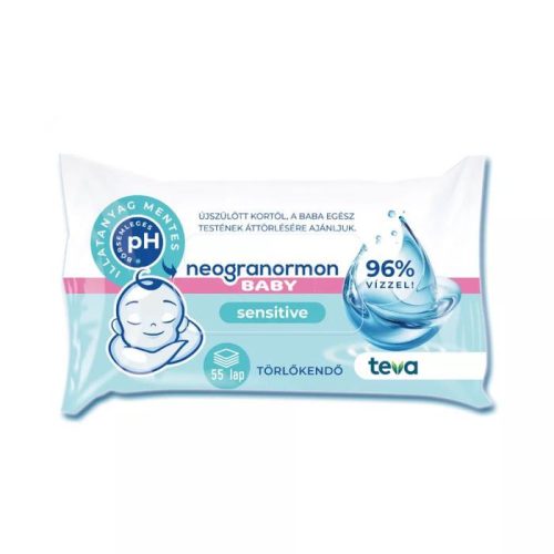 Neogranormon Popsitörlő illatmentes sensitive (55 db/cs)