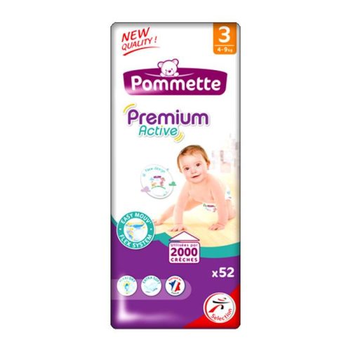 Pommette Premium Active pelenka Csomagolás sérült! (3-as) 4 - 9 kg (52 db/cs)