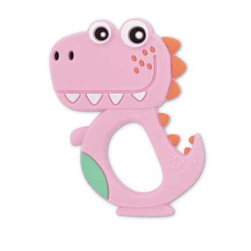 Lorelli Rágóka Szilikon, rózsaszín dínó 3+ hónap 